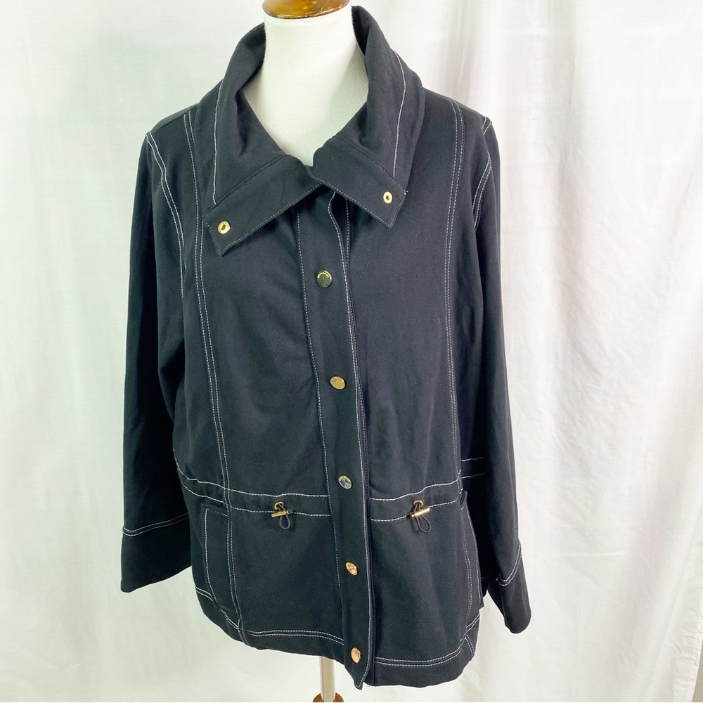 Vintage 90s Black Cotton Knit Lightweight Jacket XL